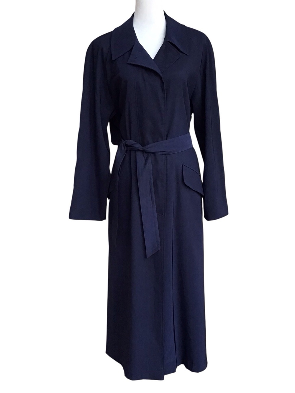 Saks Fifth Avenue Vintage Long Trench Coat in Blue